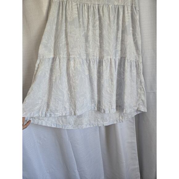 Tahari Women Medium Linen Sleeveless Floral Midi Sun Beach Dress Light Blue Boho - Picture 2 of 8